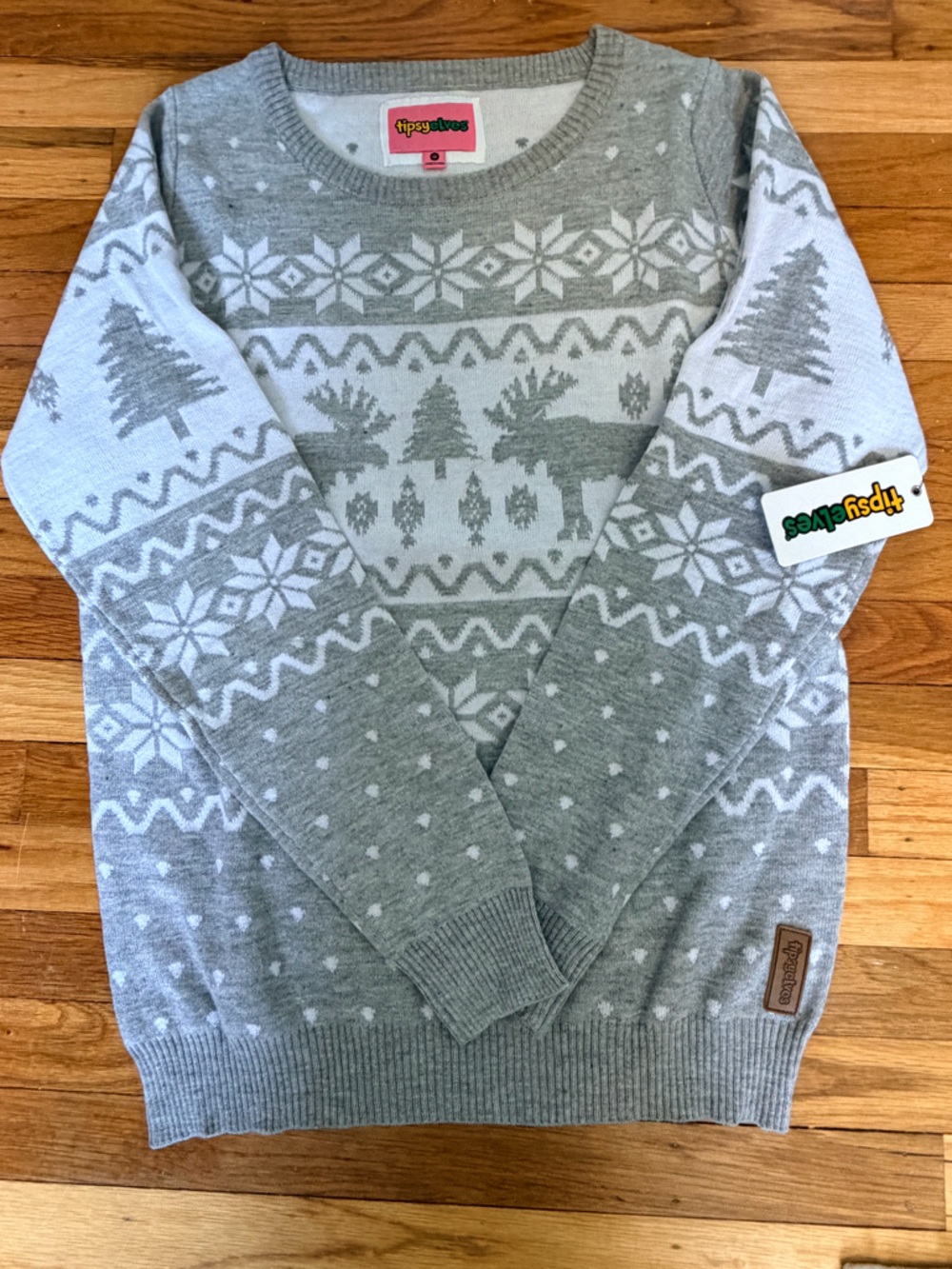 Tipsy Elves Gray and White Fair Isle Holiday Sweater
